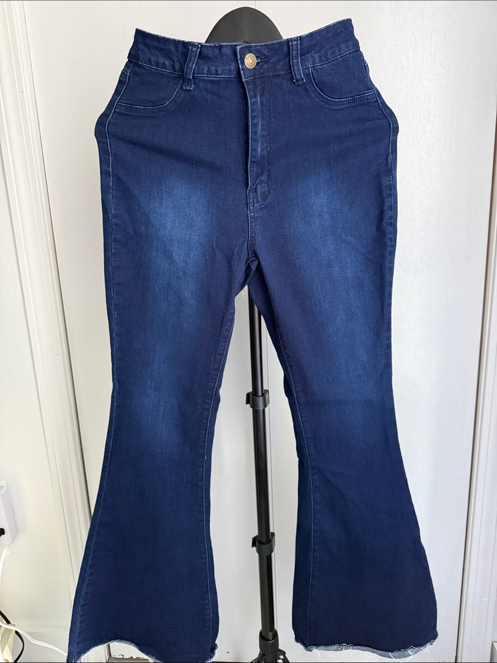 High-Rise Dark Blue Flare Jeans - Women